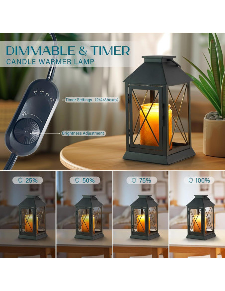 Lámpara Calentadora de Velas Aaffkaa Negra con Temporizador