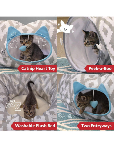 Cama Túnel para Gatos Kitty City 96.5x30.5cm Blanco