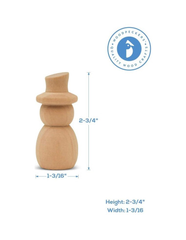 Muñecos de Nieve de Madera Woodpeckers 6.98 cm, Paquete de 25