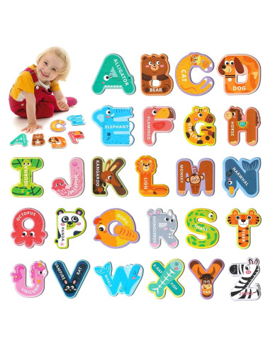 Letras Magnéticas Soarly 26 Piezas Alfabeto Animales para Niños