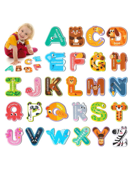 Letras Magnéticas Soarly 26 Piezas Alfabeto Animales para Niños
