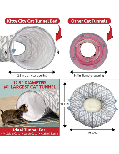 Cama Túnel para Gatos Kitty City 96.5x30.5cm Blanco