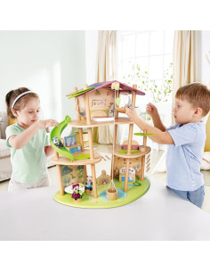 Casa de Muñecas de Bambú Hape Panda 3 Niveles con Muebles 2