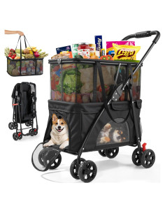 Carrito de Compras Plegable Keoslpy 130L 99Lbs para Mascotas
