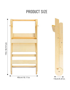 Torre de Aprendizaje Plegable sxvbdway Beige para Niños 12-72 Meses 2