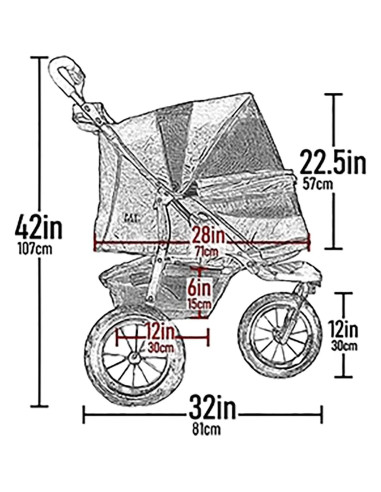 Carrito de Mascotas Pet Gear No-Zip NV para Gatos y Perros, Plegable