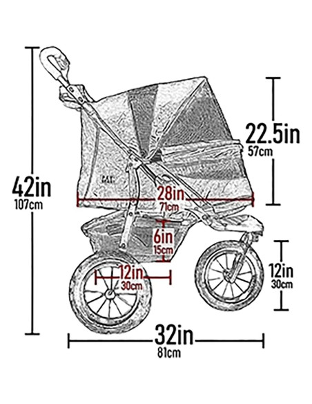 Carrito de Mascotas Pet Gear No-Zip NV para Gatos y Perros, Plegable