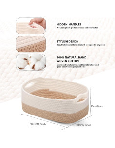 Cestas de Almacenamiento Trenzadas Sawysine 6 Piezas Algodón 2