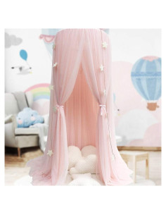 Dosel de Cama OldPAPA Rosa para Niñas - Mosquitera Castillo 240cm