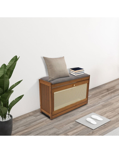 Banco Organizador de Zapatos NAIXING de Bambú 70x24x44 cm