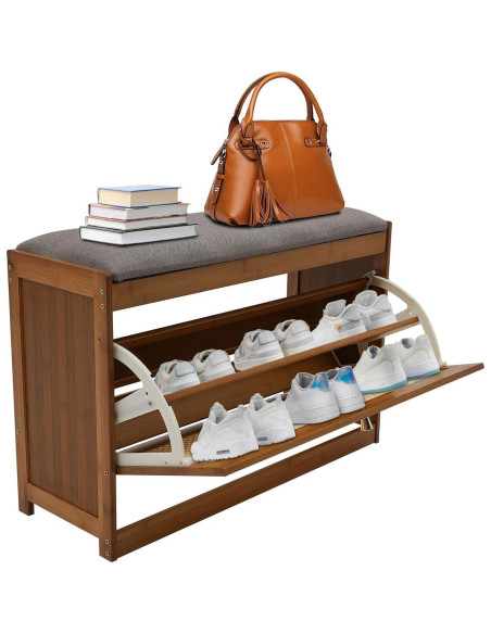 Banco Organizador de Zapatos NAIXING de Bambú 70x24x44 cm