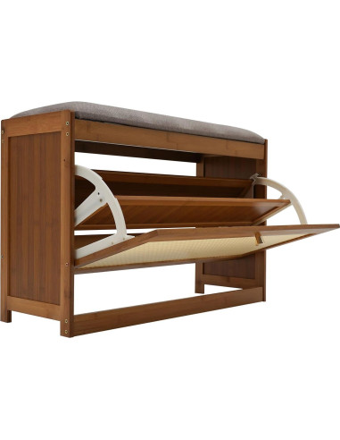 Banco Organizador de Zapatos NAIXING de Bambú 70x24x44 cm