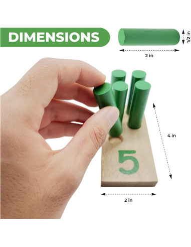 Tablero de Clavijas Numéricas de Madera Montessori - 11 Tableros y 57 Clavijas