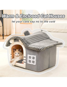 Casa de Gato Suave Jiupety Mediana Gris para Gatos 1.4-4.5 kg 2