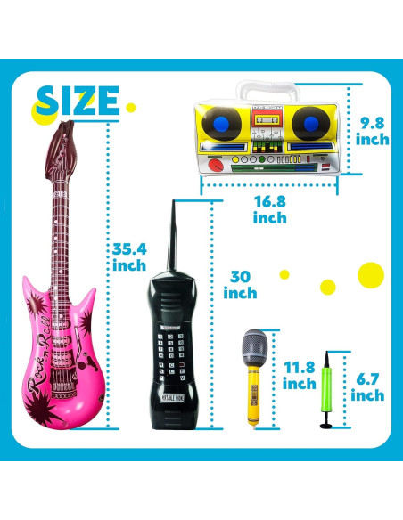 Set de Juguetes Inflables para Fiesta - Guitarras, Micrófonos y Boombox Set de Juguetes Inflables para Fiesta - Guitarras, Micrófonos y Boombox