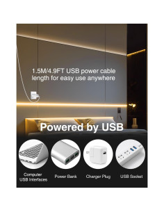 Cinta LED COB 1M Aclorol USB Regulable 320 LEDs Blanco Cálido 2