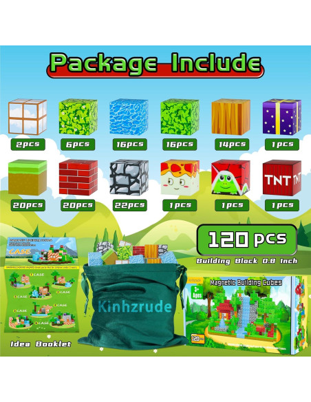 Bloques Magnéticos Kinhzrude 120 Piezas Juguete Educativo STEM