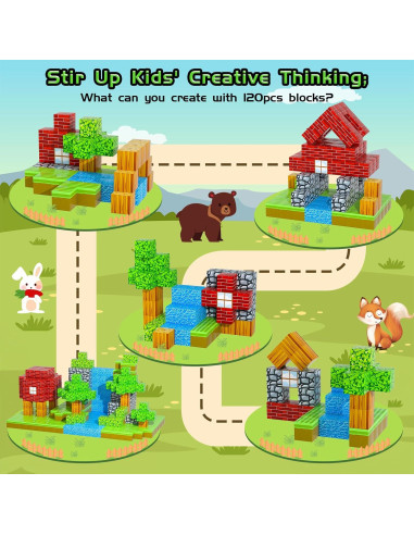 Bloques Magnéticos Kinhzrude 120 Piezas Juguete Educativo STEM