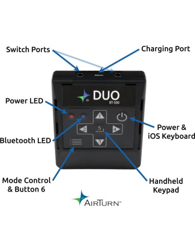 Pedal Bluetooth AirTurn DUO500 Silencioso Control Remoto