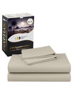 Juego de Sábanas de Algodón Egipcio 100% California Design Den - Completo Beige