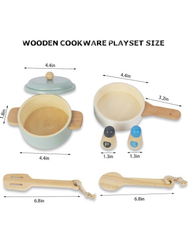 Juego de Utensilios de Cocina de Madera WoodenEdu 23.6x18.3cm