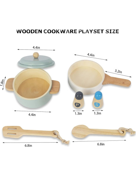 Juego de Utensilios de Cocina de Madera WoodenEdu 23.6x18.3cm