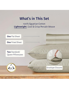 Juego de Sábanas de Algodón Egipcio 100% California Design Den - Completo Beige 2