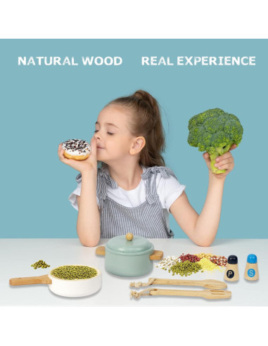 Juego de Utensilios de Cocina de Madera WoodenEdu 23.6x18.3cm