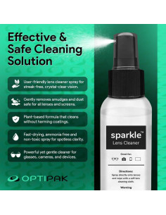 Kit Limpiador de Lentes OPTIPAK 30ml + Paño Microfibra Negro 2