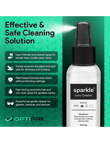 Kit Limpiador de Lentes OPTIPAK 30ml + Paño Microfibra Negro