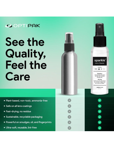 Kit Limpiador de Lentes OPTIPAK 30ml + Paño Microfibra Negro
