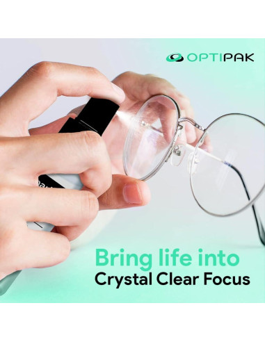 Kit Limpiador de Lentes OPTIPAK 30ml + Paño Microfibra Negro