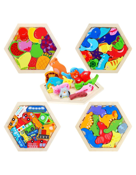 Paquete de 5 rompecabezas de madera Jerify para niños