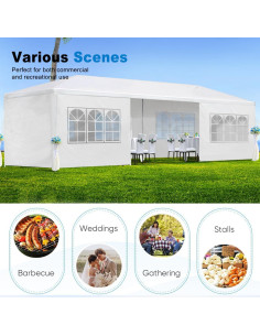 Carpa Plegable AYJOIR 10x9m Blanca con 8 Paredes Laterales 2