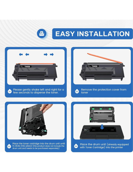 Tóner Negro Compatible Brother TN850 - 2 Cartuchos Alto Rendimiento