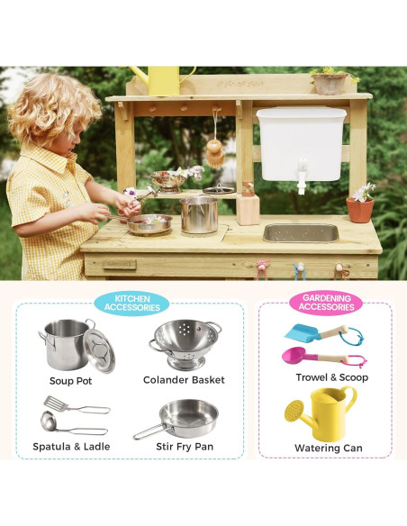 Cocina de barro al aire libre Tiny Land para niños con agua