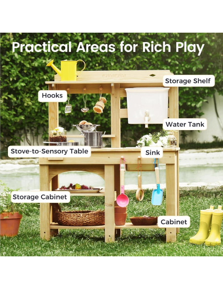 Cocina de barro al aire libre Tiny Land para niños con agua