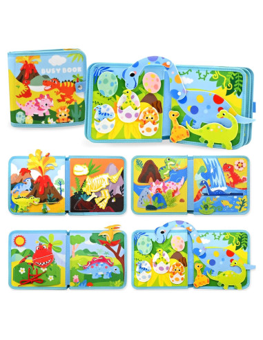 Libro Ocupado de Dinosaurios Meafeng 15-en-1 para Niños 1-3 Años