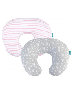 Funda de Almohada de Lactancia Biloban 2 Unidades Algodón Jersey Rosa y Gris