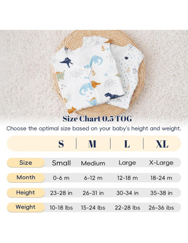 Saco de Dormir para Bebés PHF 0-6 Meses Dinosaurio 2 Piezas