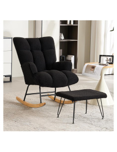 Silla Mecedora YsatUasty con Otomán Tapizada en Peluche