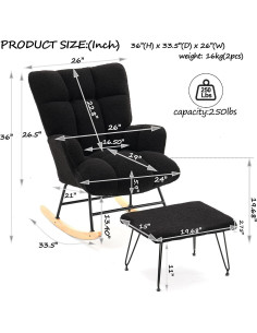 Silla Mecedora YsatUasty con Otomán Tapizada en Peluche 2