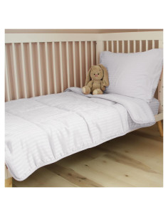 Conjunto de Ropa de Cama Hipoalergénico ZPECC 4 Piezas Rayas Blancas