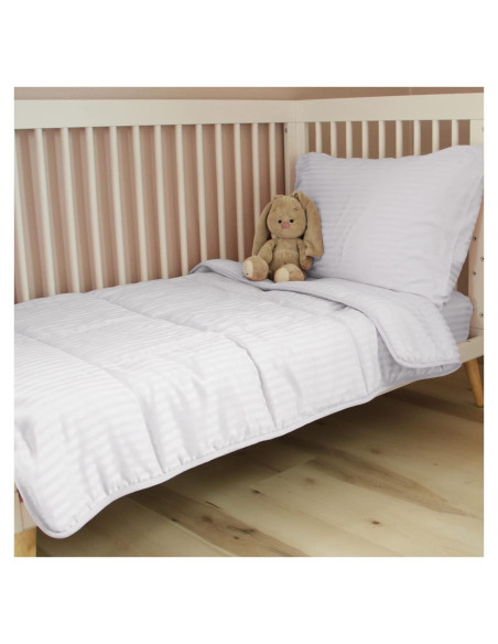 Conjunto de Ropa de Cama Hipoalergénico ZPECC 4 Piezas Rayas Blancas