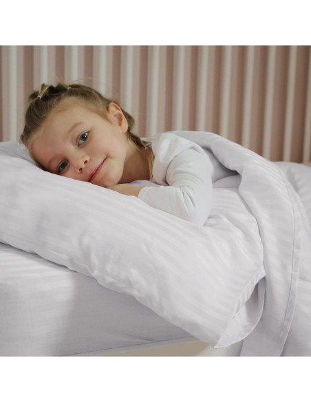 Conjunto de Ropa de Cama Hipoalergénico ZPECC 4 Piezas Rayas Blancas