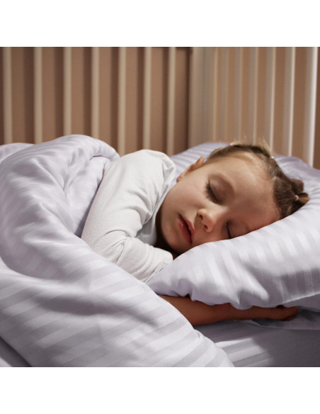 Conjunto de Ropa de Cama Hipoalergénico ZPECC 4 Piezas Rayas Blancas