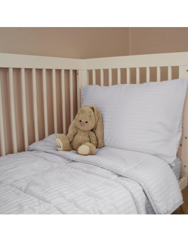 Conjunto de Ropa de Cama Hipoalergénico ZPECC 4 Piezas Rayas Blancas