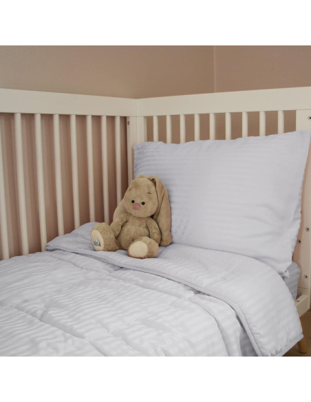 Conjunto de Ropa de Cama Hipoalergénico ZPECC 4 Piezas Rayas Blancas