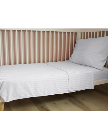Conjunto de Ropa de Cama Hipoalergénico ZPECC 4 Piezas Rayas Blancas