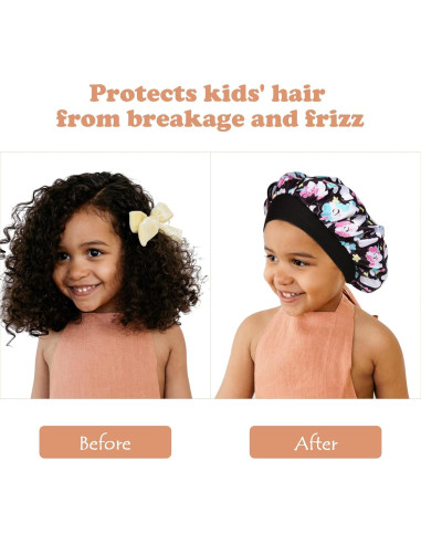 4 Bonetes de Seda para Niñas Selalu - Gorro de Dormir Ajustable